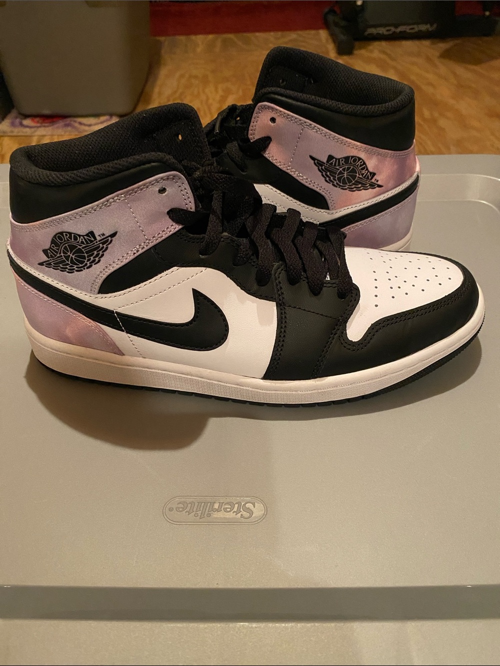 Jordan Women’s Mid-Top Sneakers in White, Black & Lavender Pink